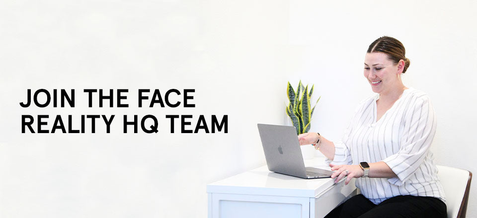 Join the Face Reality HQ Team next to a photo of Alex, Employee at Face Reality Skincare. 
