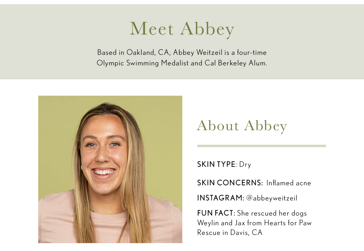 Meet Abbey - Based in Oakland, CA, Abbey Weitzeil is a four-time Olympic Swimming Medalist and Cal Berkeley Alum.