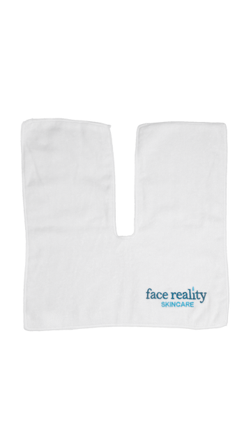 White u-shaped Face Reality treatment towel